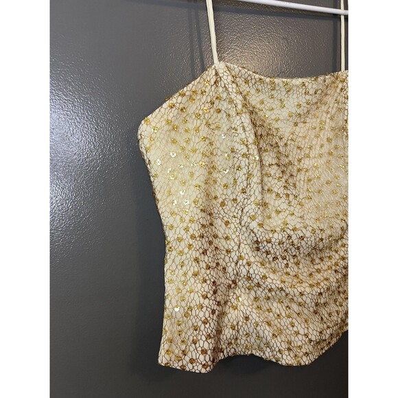 Cicci Sequin Crop Top Womens XL Spaghetti Strap Party Made In USA 1309 - Picture 2 of 9